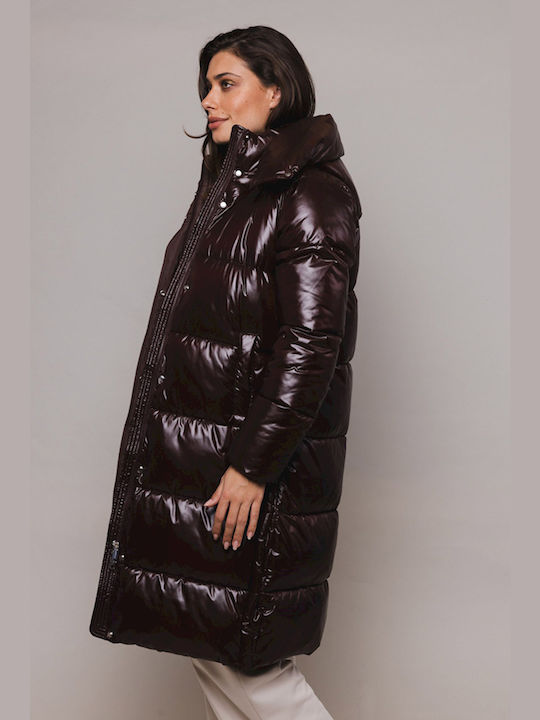 Rino&Pelle Women's Short Puffer Jacket for Winter Brown