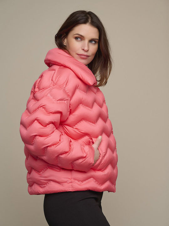 Rino&Pelle Women's Short Puffer Jacket for Winter Pink