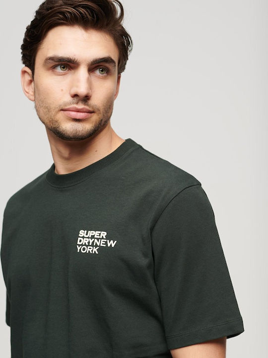 Superdry Bărbați T-shirt Sportiv cu Mânecă Scurtă Verde