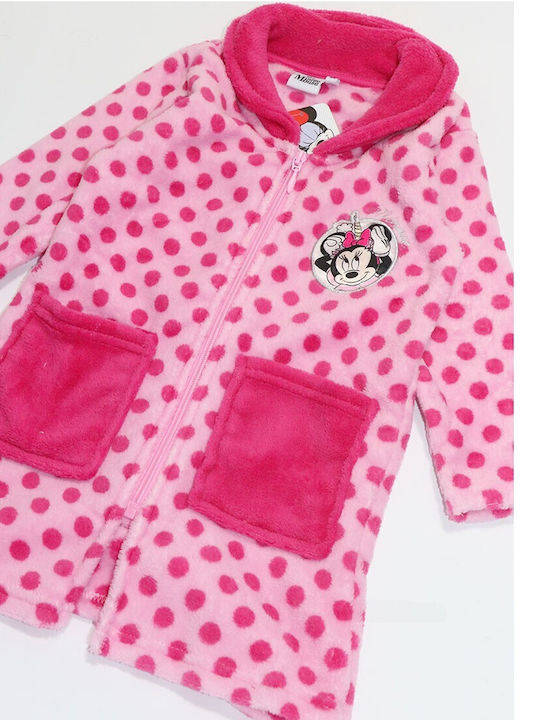 Disney Kinder Bademantel Winterlich Fleece Rosa Minnie Mouse