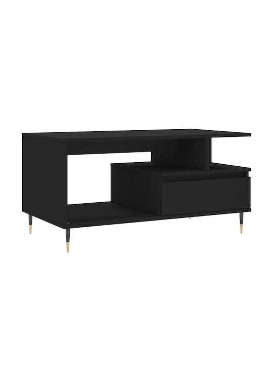 Rectangular Wooden Coffee Table Black L90xW49xH45cm