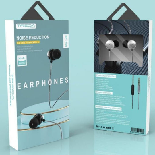 Treqa EP-744 In-ear Handsfree με Βύσμα 3.5mm Ασημί