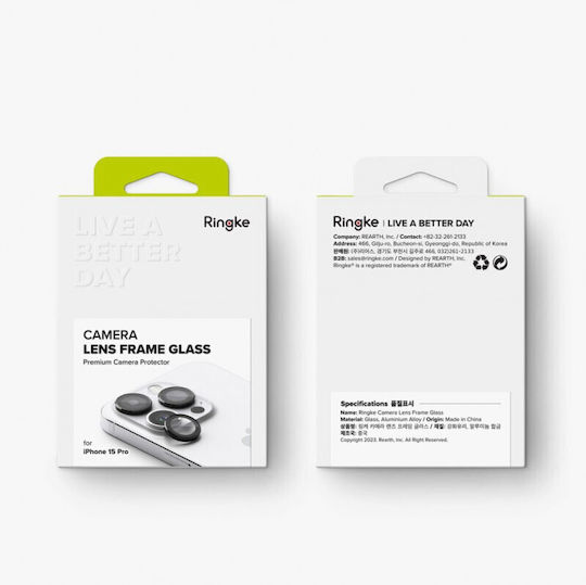 Ringke Frame Protector Camera Protection Tempered Glass Black for the iPhone 15 Pro