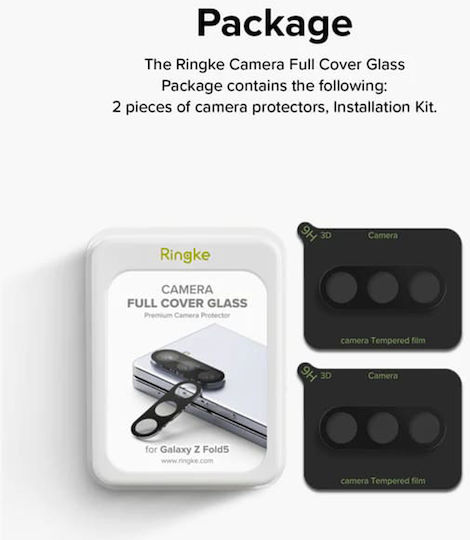 Ringke 2 Pack Cover Προστασία Κάμερας Tempered Glass Μαύρο για το Galaxy Z Fold5