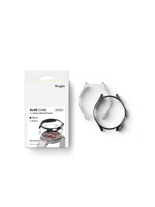 Ringke Slim 2-Pack Plastic Case Transparent / Black for Galaxy Watch6 Classic 43mm
