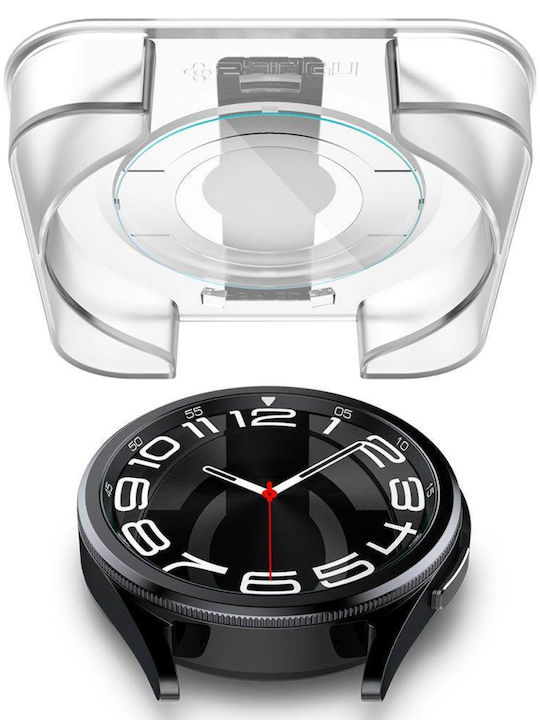 Spigen EZ Fit Tempered Glass for the Spigen Glas.tr "EZ-Fit" 2-Pack is compatible with Galaxy Watch 6 Classic (43 mm). 2pcs AGL07067