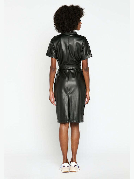 Lola Midi Dress Leather Black