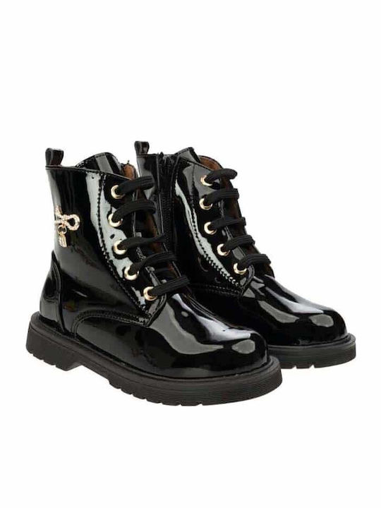 Kinderstiefel aus Lackleder mit Reißverschluss Schwarz