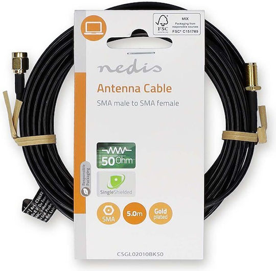 Nedis Cable SMA male / SMA female - SMA male / SMA female 5m (CSGL02010BK50) 1pcs