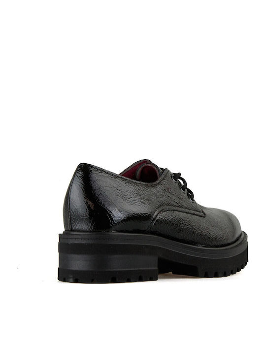 Women's Patent Leather Oxford Shoes Black