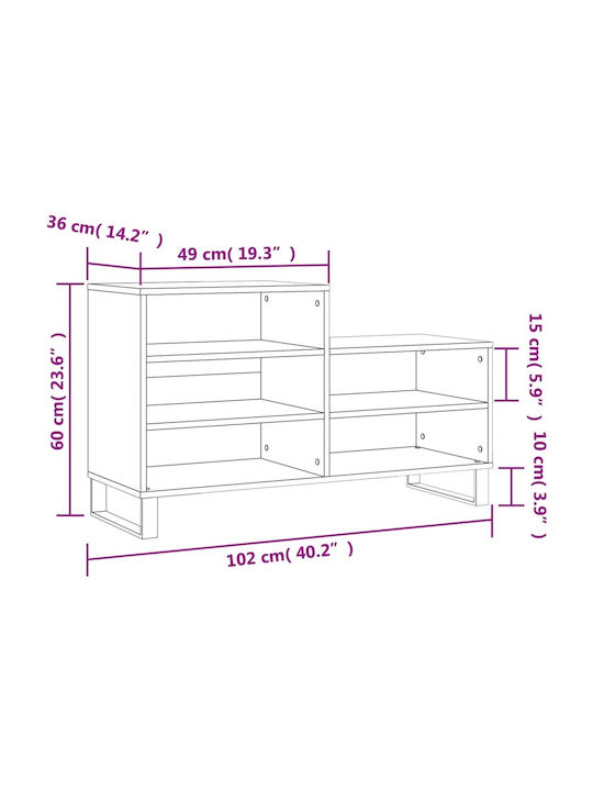 Дървен Обувна рафт 102x36x60см