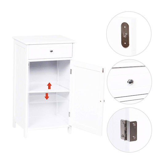 Kleankin Bathroom Cabinet Bathroom Cabinet L43xW34xH77cm White