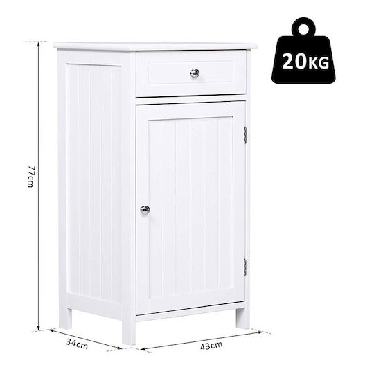 Kleankin Bathroom Cabinet Bathroom Cabinet L43xW34xH77cm White