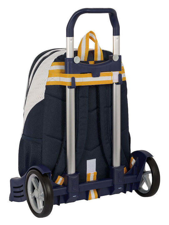 Real Madrid C.f School Bag Trolley Elementary, Elementary White with Water Bottle Holder