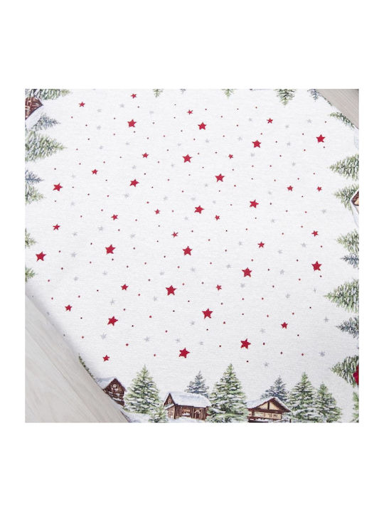 Dimeco Ornament de Crăciun Față de masă Pătrat Material textil Verde M100xL100cm 1buc