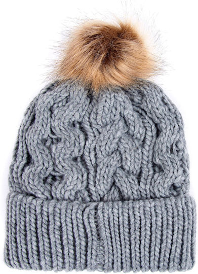 Penshaw Pom Pom Beanie Unisex Beanie Gestrickt in Gray Farbe
