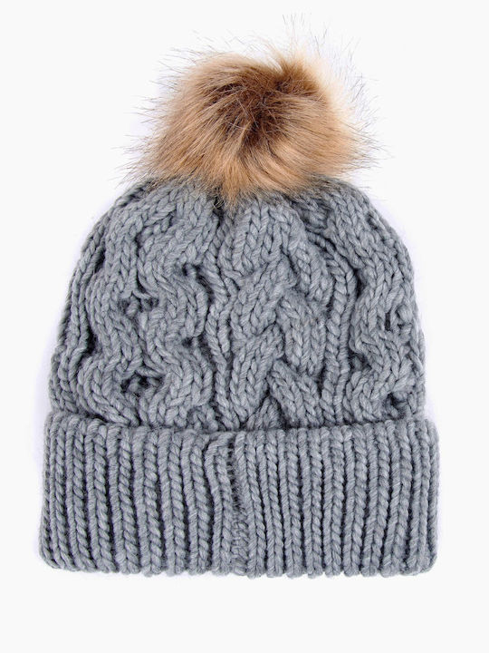 Penshaw Pom Pom Beanie Unisex Beanie Knitted in Gray color