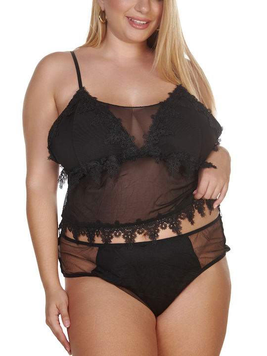 Comfort Spitzen Unterwäsche-Set für Damen Bralette mit Slip Schwarz