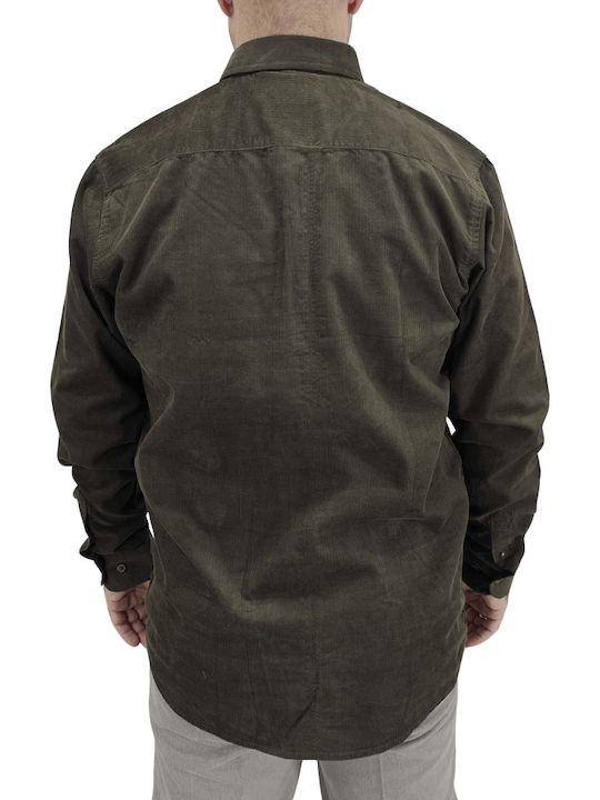 Double Men's Shirt Long Sleeve Corduroy Khaki