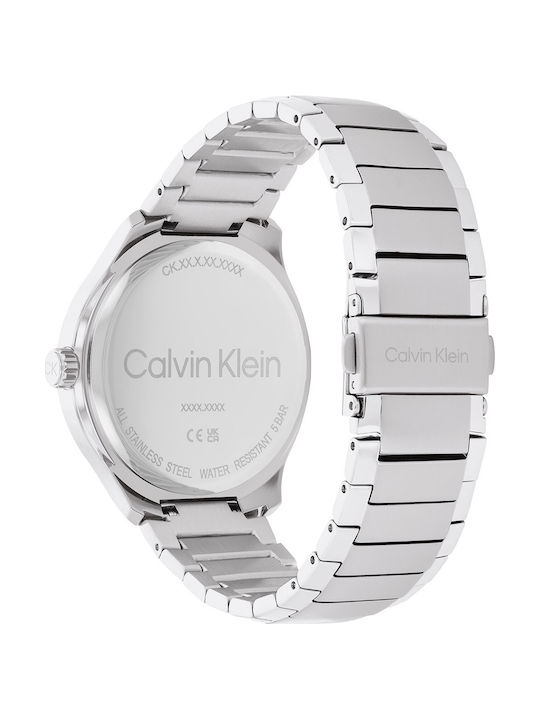 Calvin Klein Define Ανδρικό Ρολόι 43mm Χρονογράφος Μπαταρίας με Ασημί Μεταλλικό Μπρασελέ