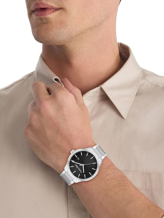 Calvin Klein Define Ανδρικό Ρολόι 43mm Χρονογράφος Μπαταρίας με Ασημί Μεταλλικό Μπρασελέ