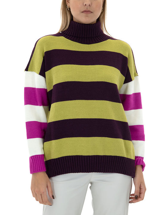 Moutaki Damen Langarm Pullover Rollkragen Aubergine