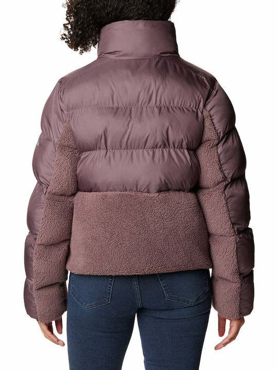 Columbia Kurz Damen Puffer Jacke Wasserdicht und Winddicht für Winter Lila