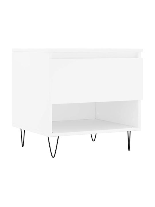 Square Wooden Side Table White L50xW46xH50cm