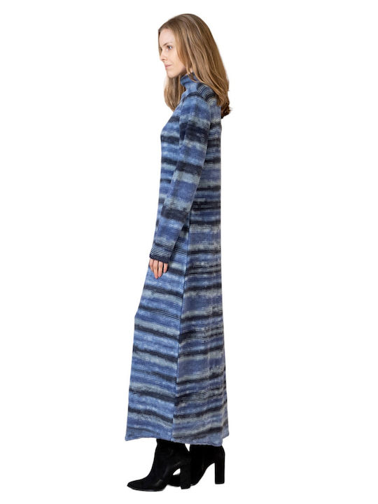 Rochie Maxi Tricotată Albastră