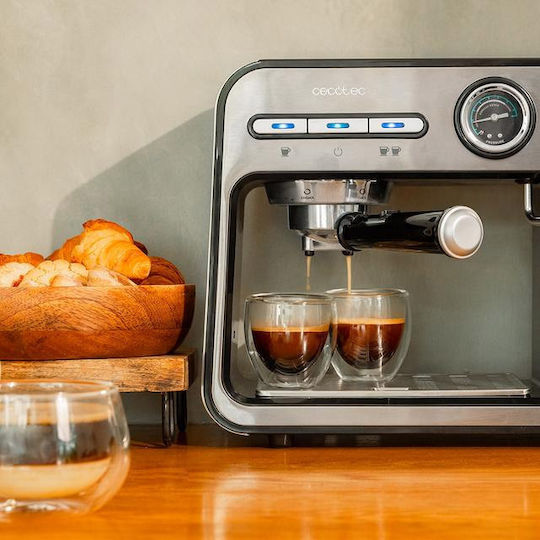 Cecotec Power Espresso 20 Square Pro Μηχανή Espresso 1450W Πίεσης 20bar Ασημί