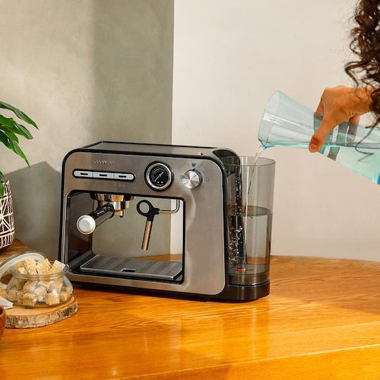 Cecotec Power Espresso 20 Square Pro Μηχανή Espresso 1450W Πίεσης 20bar Ασημί