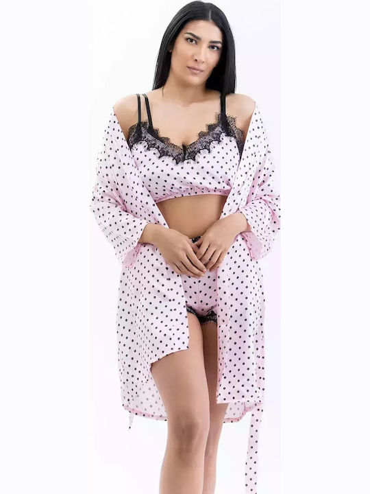 Lafagot Winter Women's Robe with Pyjama Pink