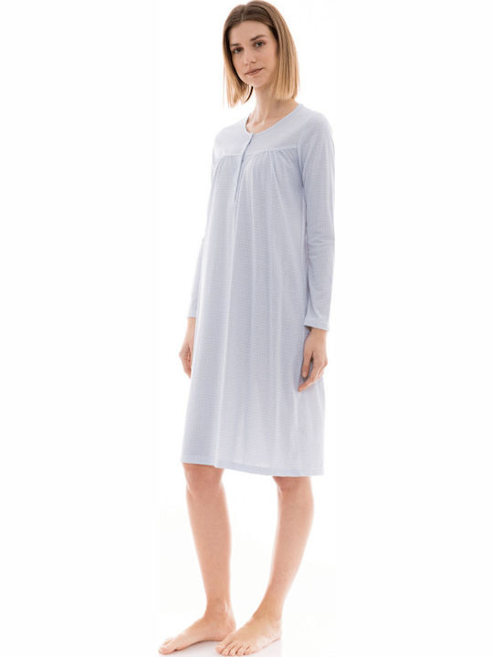 Pink Label Winter Damen Nachthemd Classic Blue