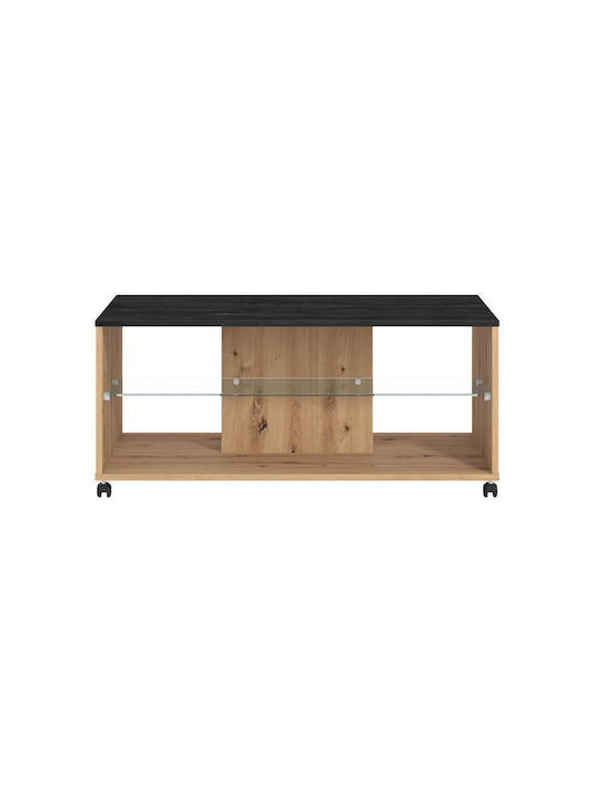 Rechteckig Couchtisch Norte mit Rollen Artisan Oak Carbon L101xB60xH45cm