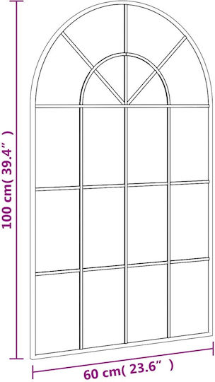vidaXL Wandspiegel mit Schwarz Metallisch Rahmen 100x60cm 1Stück