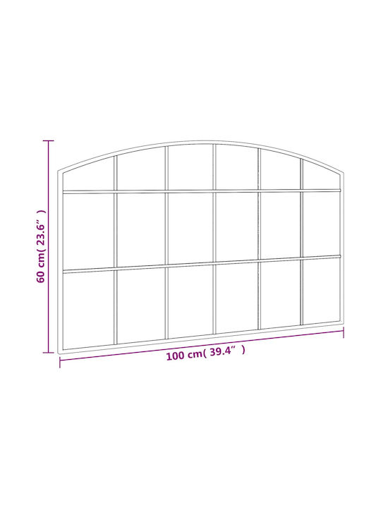 vidaXL Wall Mirror with Black Metallic Frame 60x100cm 1pcs
