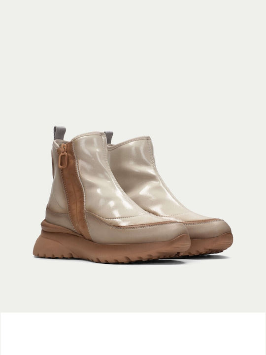 Hispanitas Leder Damen Knöchelstiefel Beige