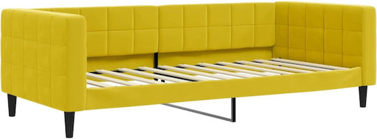 Sofa Bett Einzelbett Mit Stoff bezogen Yellow mit Latten & Matratze 90x200cm