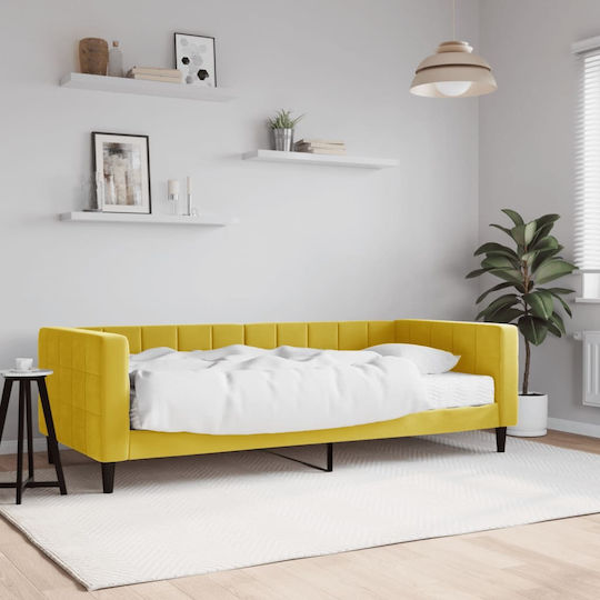 Sofa Bett Einzelbett Mit Stoff bezogen Yellow mit Latten & Matratze 90x200cm