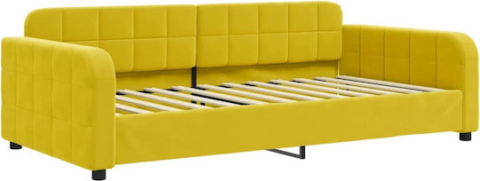 Sofa Bed Single Upholstered with Fabric Yellow with Slats for Mattress 100x200cm