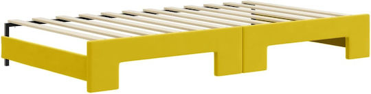 Sofa Bed Single Upholstered with Fabric Yellow with Slats for Mattress 100x200cm