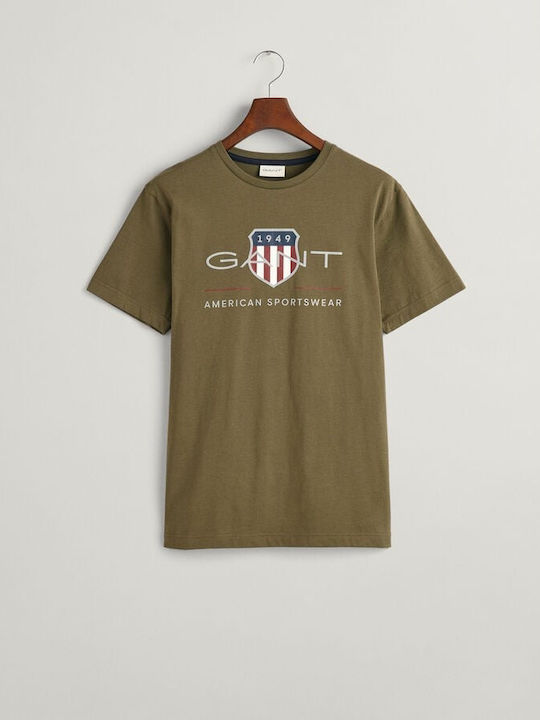 Gant Archive Shield Men's Short Sleeve T-shirt Khaki