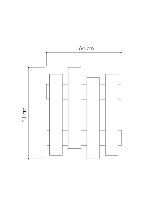 Megapap Agățătoare de Perete Wave Lemnoasă 64x4x81cm 1buc