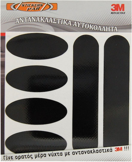3M Ανακλαστικά Αυτοκόλλητα Αυτοκινήτου 12 x 12cm σε Μαύρο Χρώμα 6τμχ