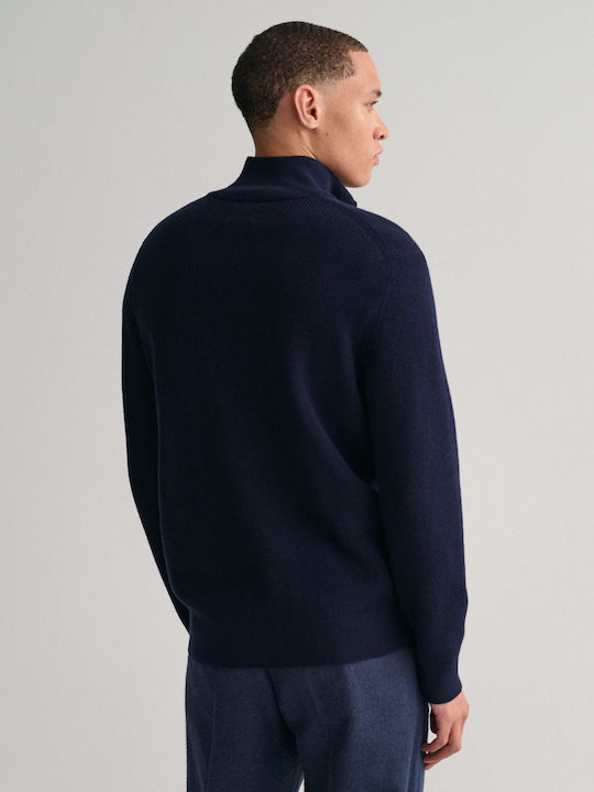 Gant Herren Langarm-Pullover Ausschnitt mit Reißverschluss Marineblau