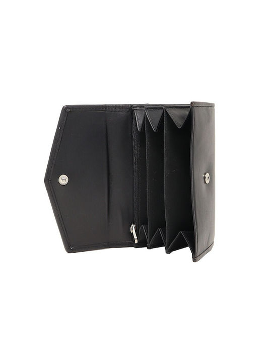 Mentzo Aella Μικρό Δερμάτινο Γυναικείο Πορτοφόλι με RFID Μαύρο
