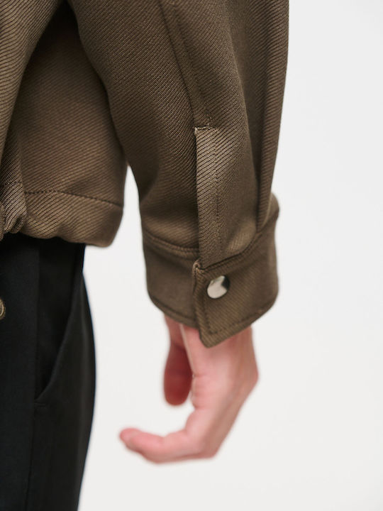 Μακρυμάνικo Overshirt Χακί