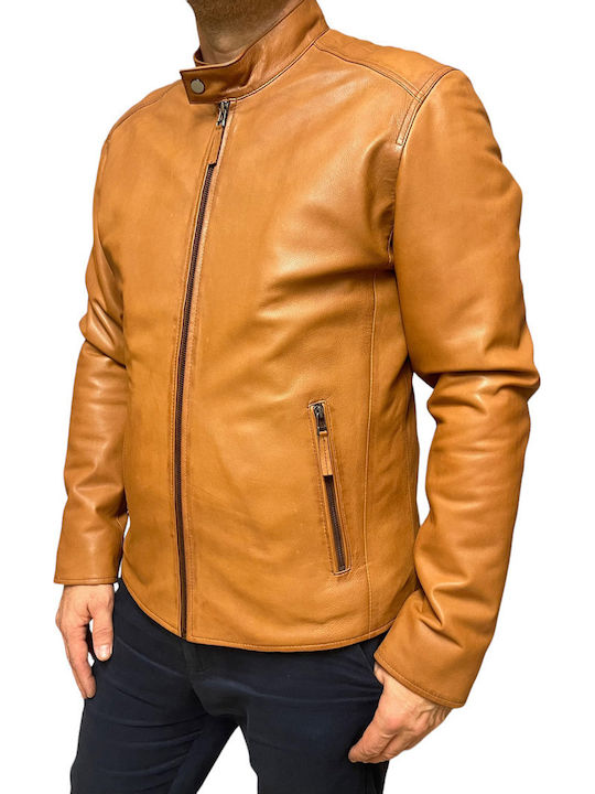 MARKOS LEATHER Biker Lederjacke Tabac Braun