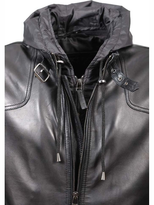 David Lederjacke Winter Jacke Schwarz