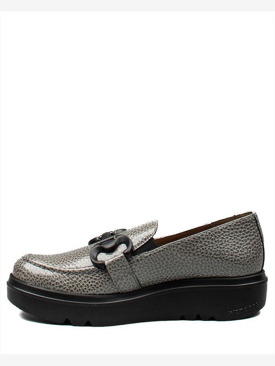Δερμάτινα Γυναικεία Loafers σε Γκρι Χρώμα